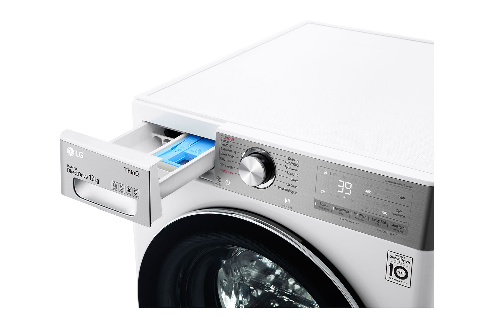 LG 12kg Washing Machine White AI DD™, F4V1012WTSE