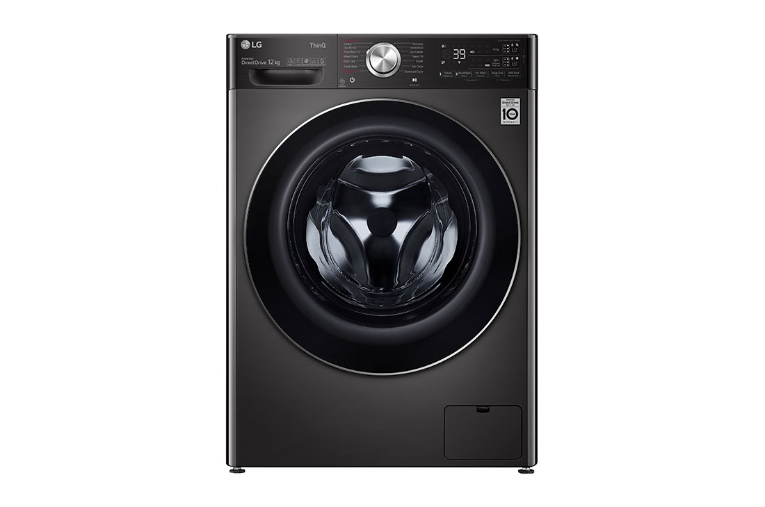 LG WiFi connected | 12kg | Washing Machine | 1360 rpm | Auto Dose | AI DD™ | Direct Drive™ | Steam™ | TurboWash™360 | Black Steel, F4V1112BTSA