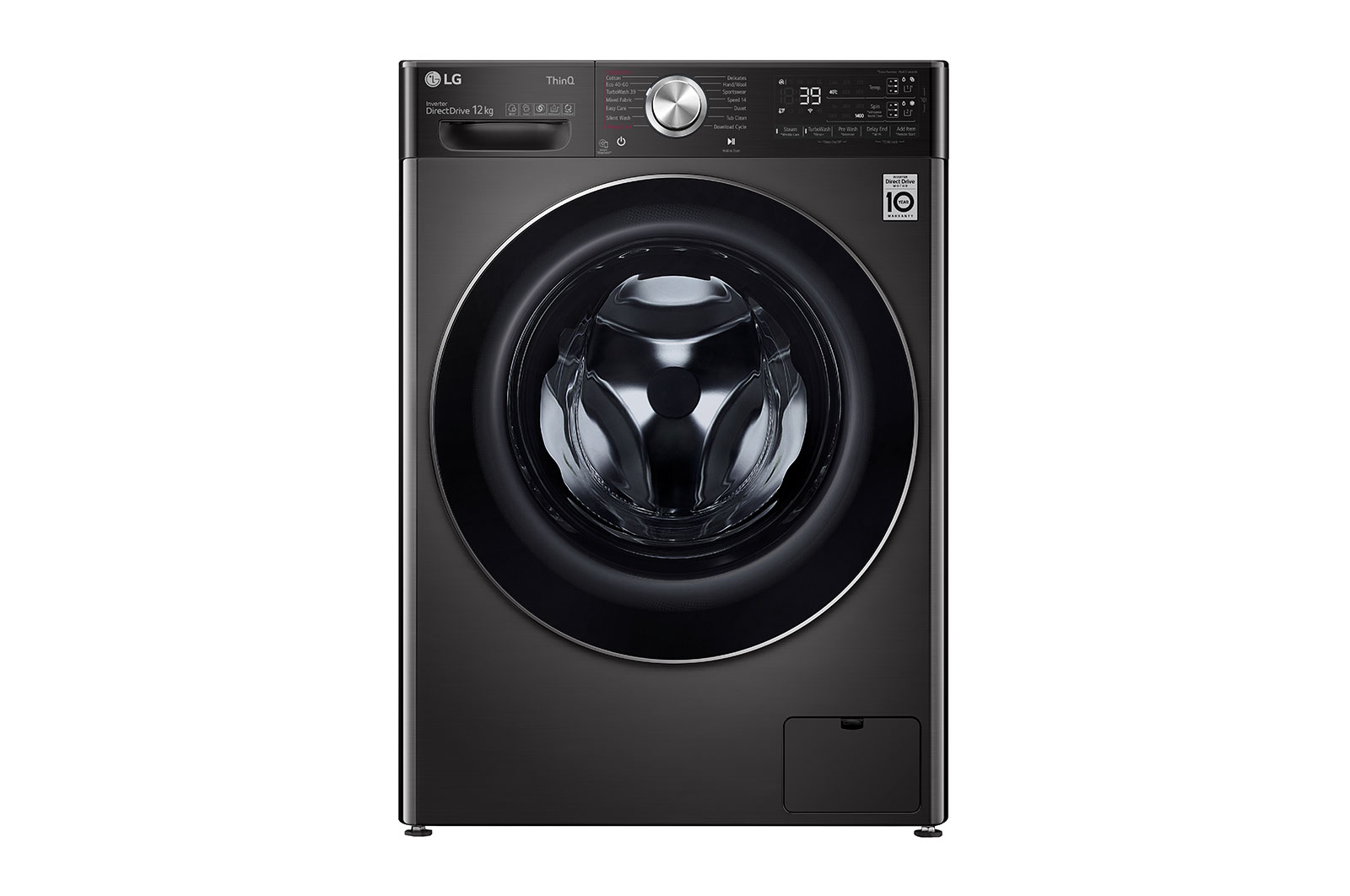 LG WiFi connected | 12kg | Washing Machine | 1360 rpm | Auto Dose | AI DD™ | Direct Drive™ | Steam™ | TurboWash™360 | Black Steel, F4V1112BTSA