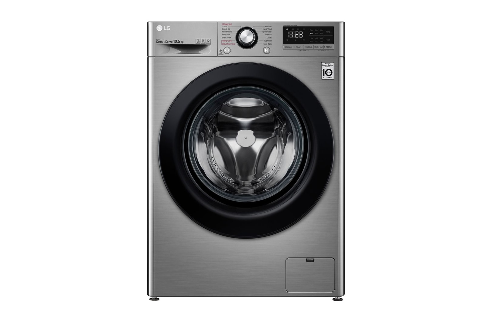 LG Direct Drive | 10.5kg | Washing Machine | 1360 rpm | AI DD™ | Steam™ | Graphite, F4V310SSE