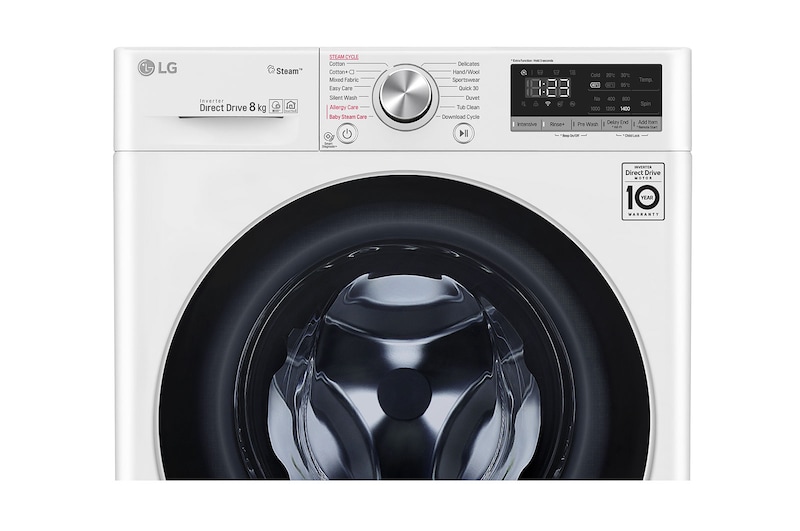 LG AIDD™ F4V508WS 8kg Washing Machine - White, F4V508WS