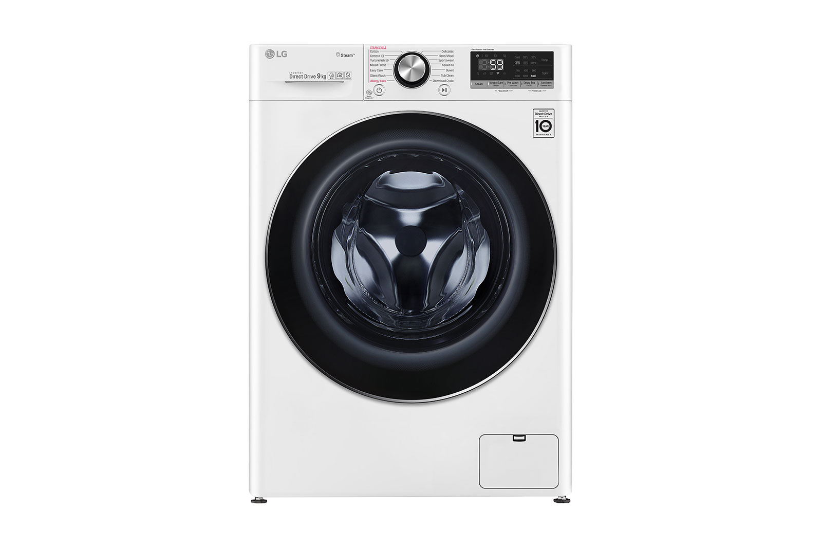 Front view of LG Turbowash™ F4V709WTS 9kg Washing Machine - White F4V709WTS