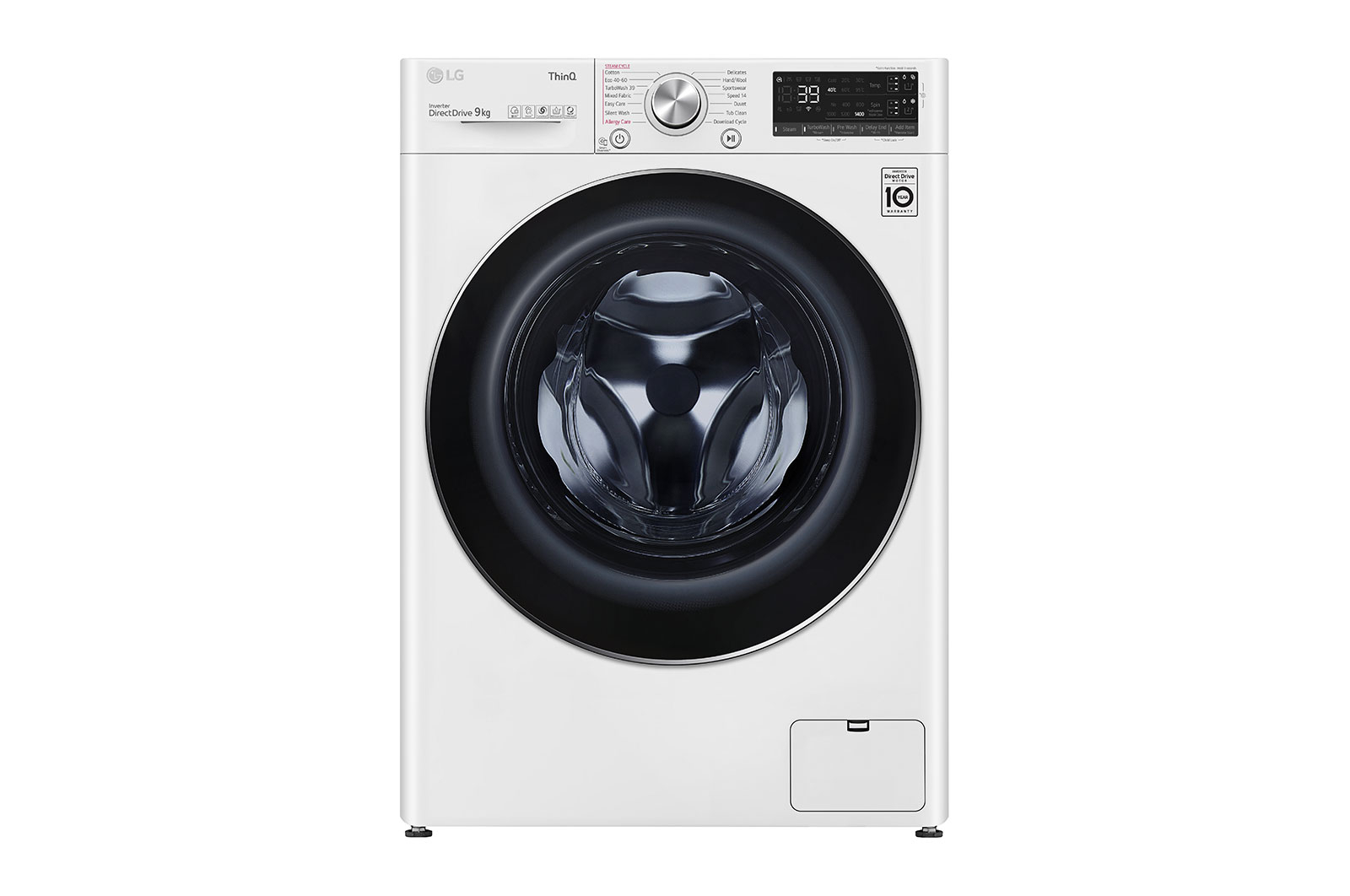 LG WiFi connected | 9kg | Washing Machine | 1360 rpm | Auto Dose | AI DD™ | Direct Drive™ | Steam™ | TurboWash™360 | White, F4V909WTSA