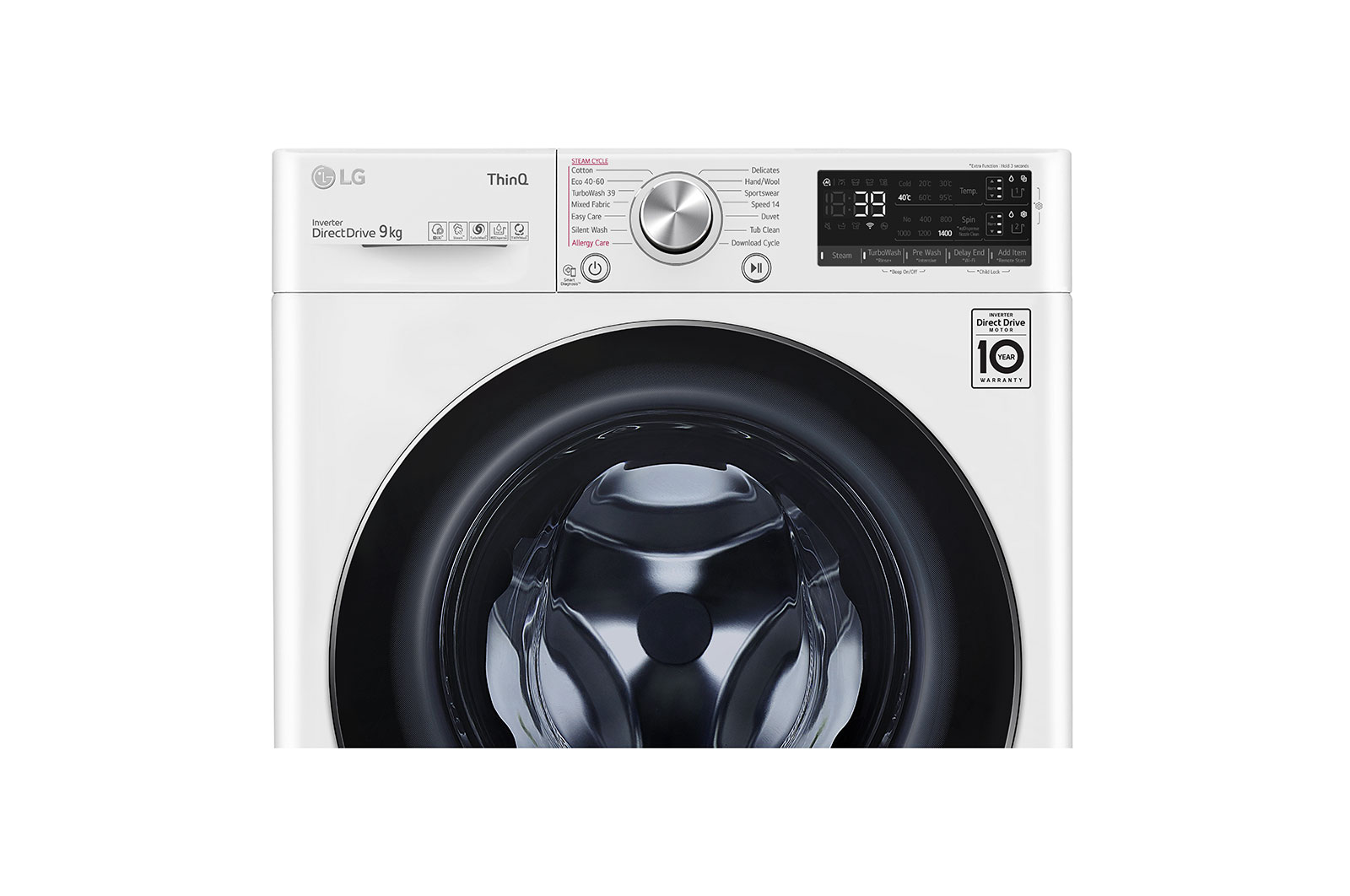 LG 9kg Washing Machine White AI DD™, F4V909WTSA