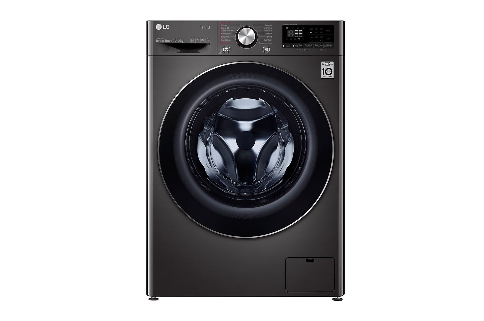 LG 10.5kg Washing Machine Black Steel Direct Drive, F4V910BTSE