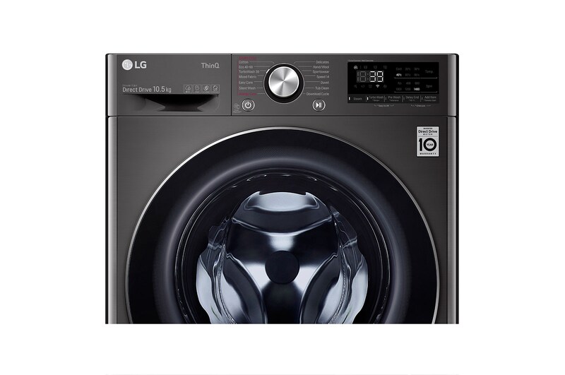 LG 10.5kg Washing Machine Direct Drive, Black Steel, F4V910BTSE