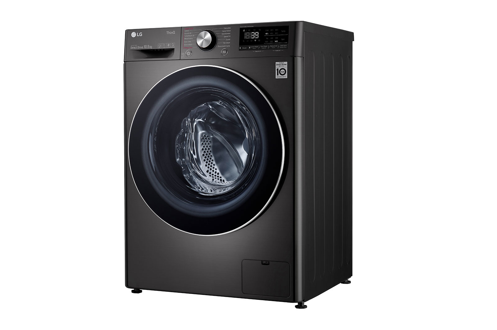 LG 10.5kg Washing Machine Black Steel Direct Drive, F4V910BTSE