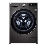 Front view of LG Turbowash360™ F4V910BTS 10.5kg Washing Machine - Black Steel F4V910BTS