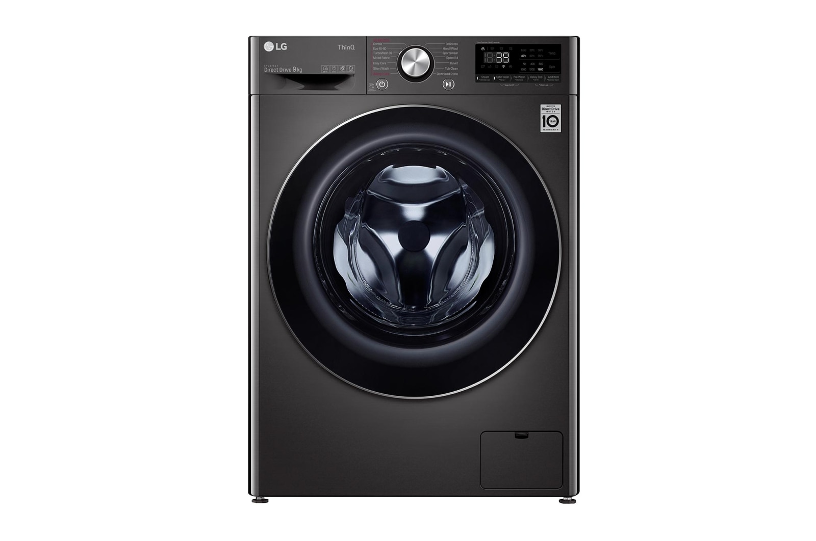 LG WiFi connected | 9kg | Washing Machine | 1560 rpm | AI DD™ | Direct Drive™ | Steam™ | TurboWash™360 | Black Steel, F6V1009BTSE