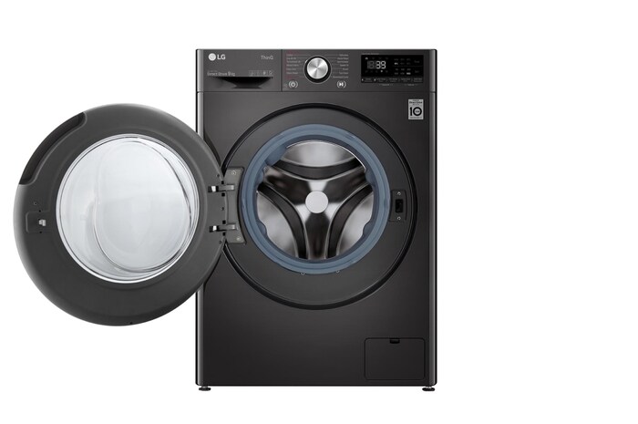 LG 9kg Washing Machine AI DD™, Black Steel, F6V1009BTSE