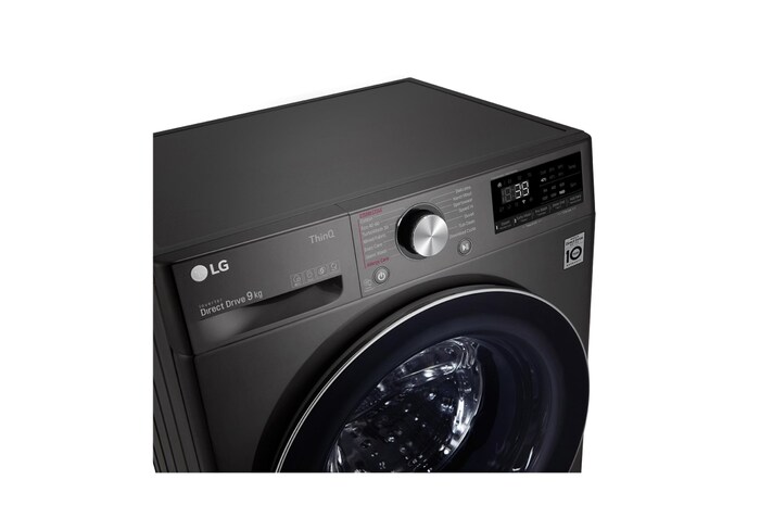 LG 9kg Washing Machine AI DD™, Black Steel, F6V1009BTSE