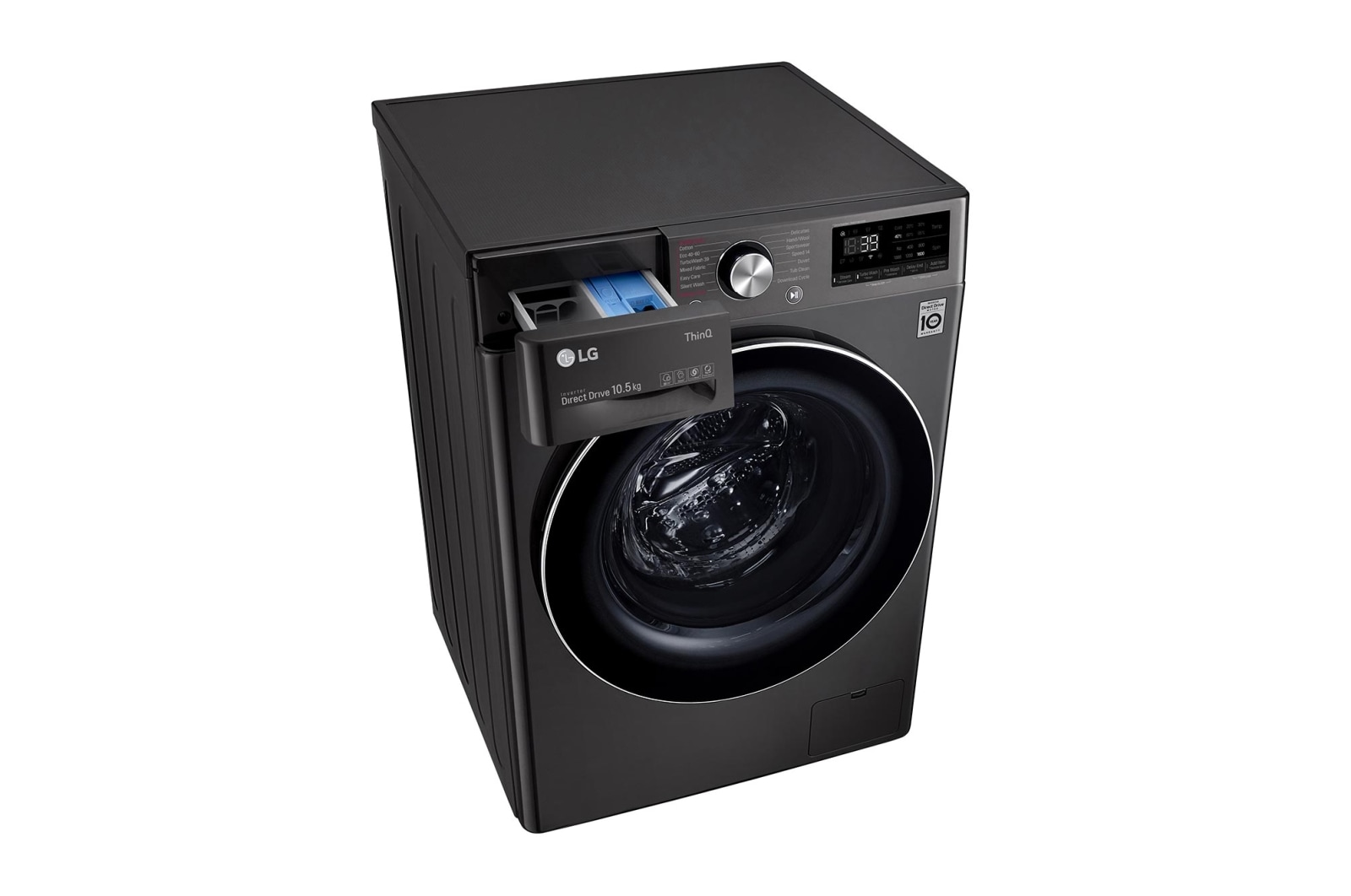 LG 10.5kg Washing Machine Black Steel AI DD™, F6V1010BTSE