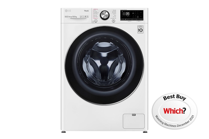 LG 10.5kg Washing Machine AI DD™, White, F6V1010WTSE
