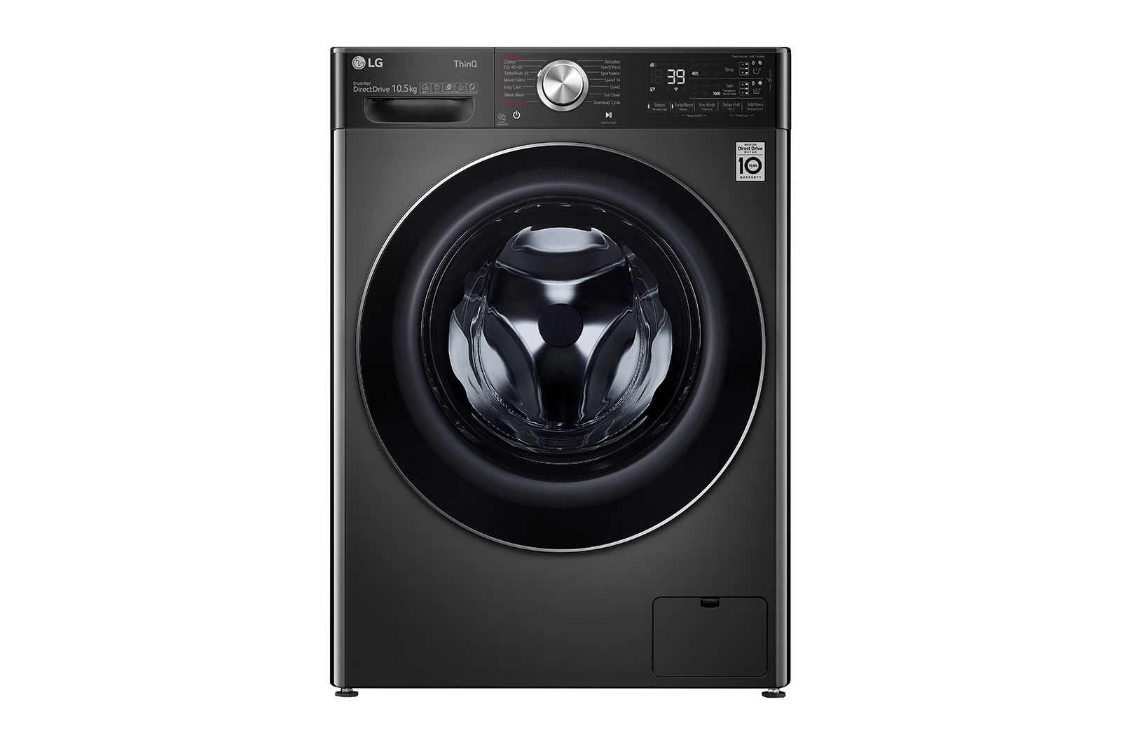 LG WiFi connected | 10.5kg | Washing Machine | 1560 rpm | Auto Dose | AI DD™ | Direct Drive™ | Steam™ | TurboWash™360 | Black Steel, F6V1110BTSA