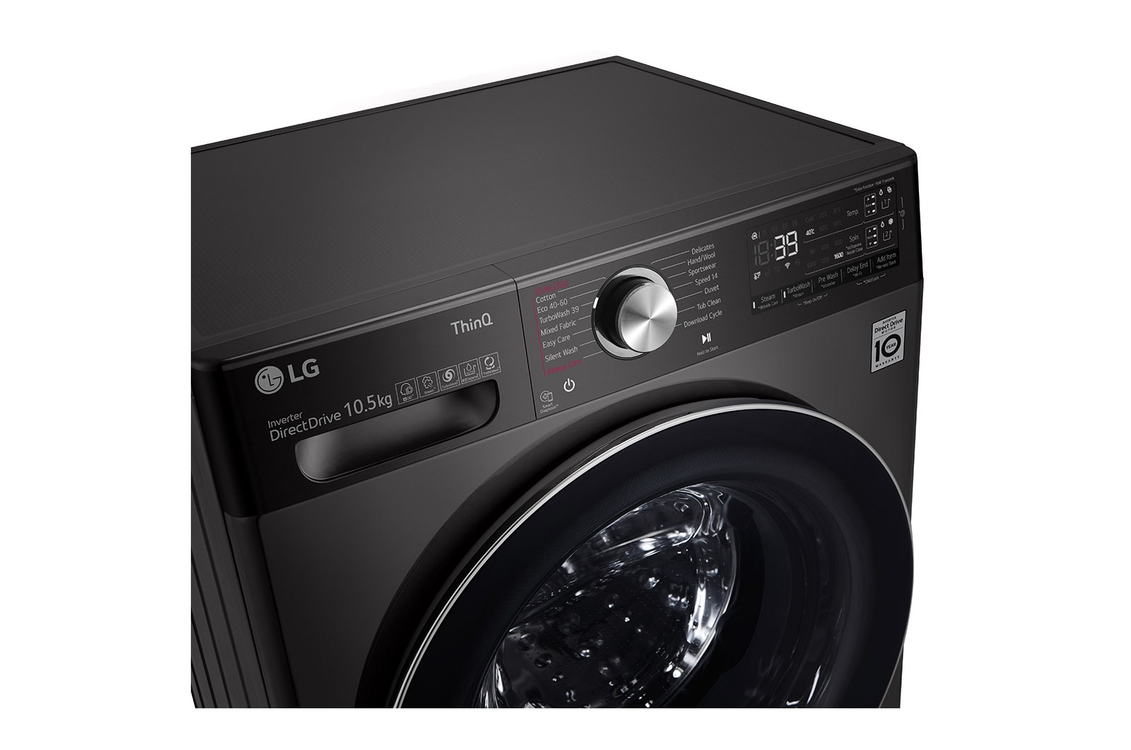LG 10.5kg Washing Machine Black Steel AI DD™, F6V1110BTSA