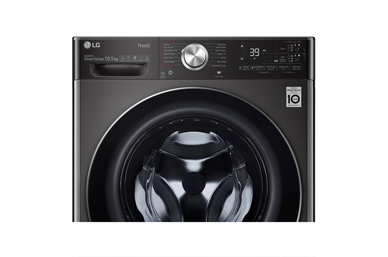 LG 10.5kg Washing Machine Black Steel AI DD™, F6V1110BTSA