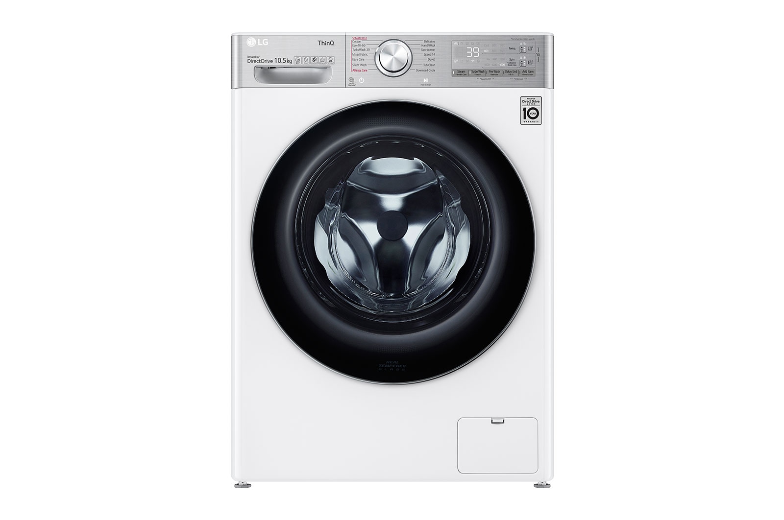 LG WiFi connected | 10.5kg | Washing Machine | 1560 rpm | Auto Dose | AI DD™ | Direct Drive™ | Steam™ | TurboWash™360 | White, F6V1110WTSA