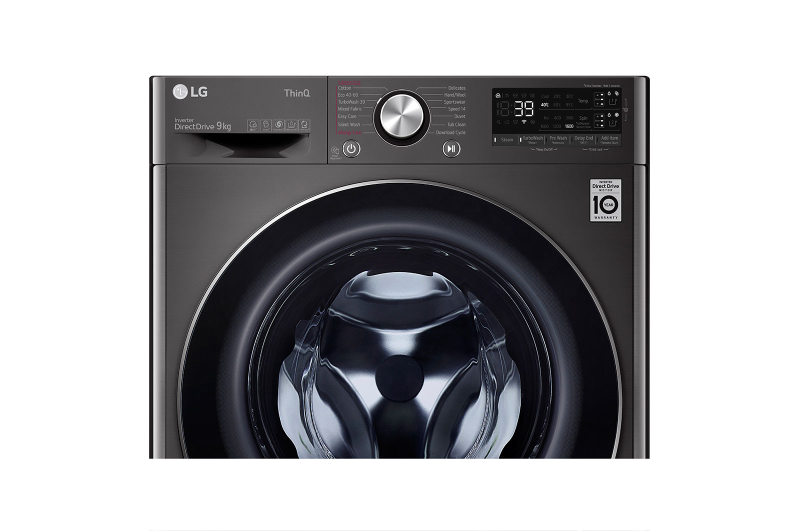 LG 9kg Washing Machine Black Steel AI DD™, F6V909BTSA