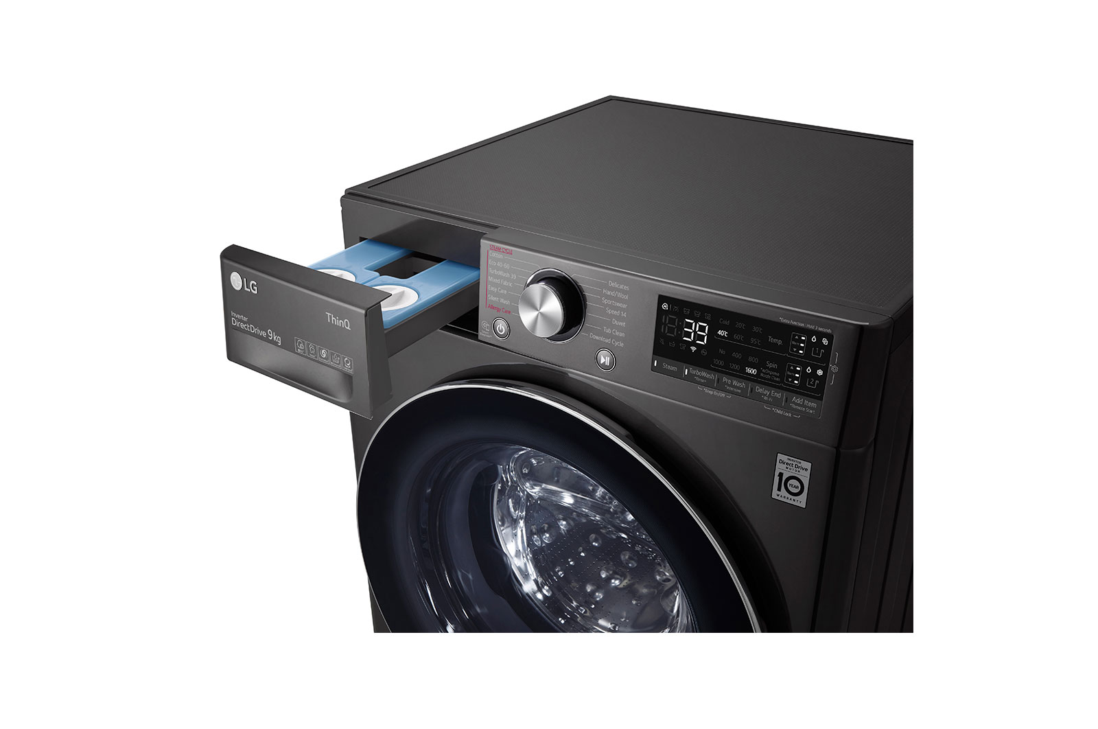 LG 9kg Washing Machine Black Steel AI DD™, F6V909BTSA