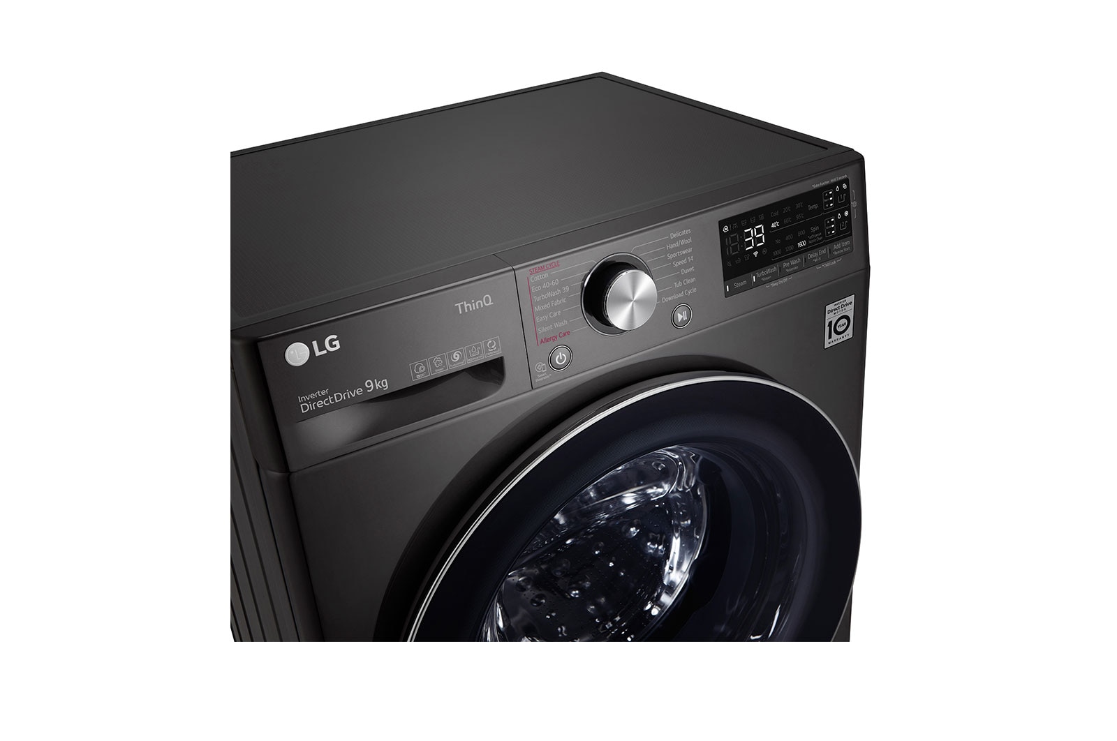 LG 9kg Washing Machine Black Steel AI DD™, F6V909BTSA