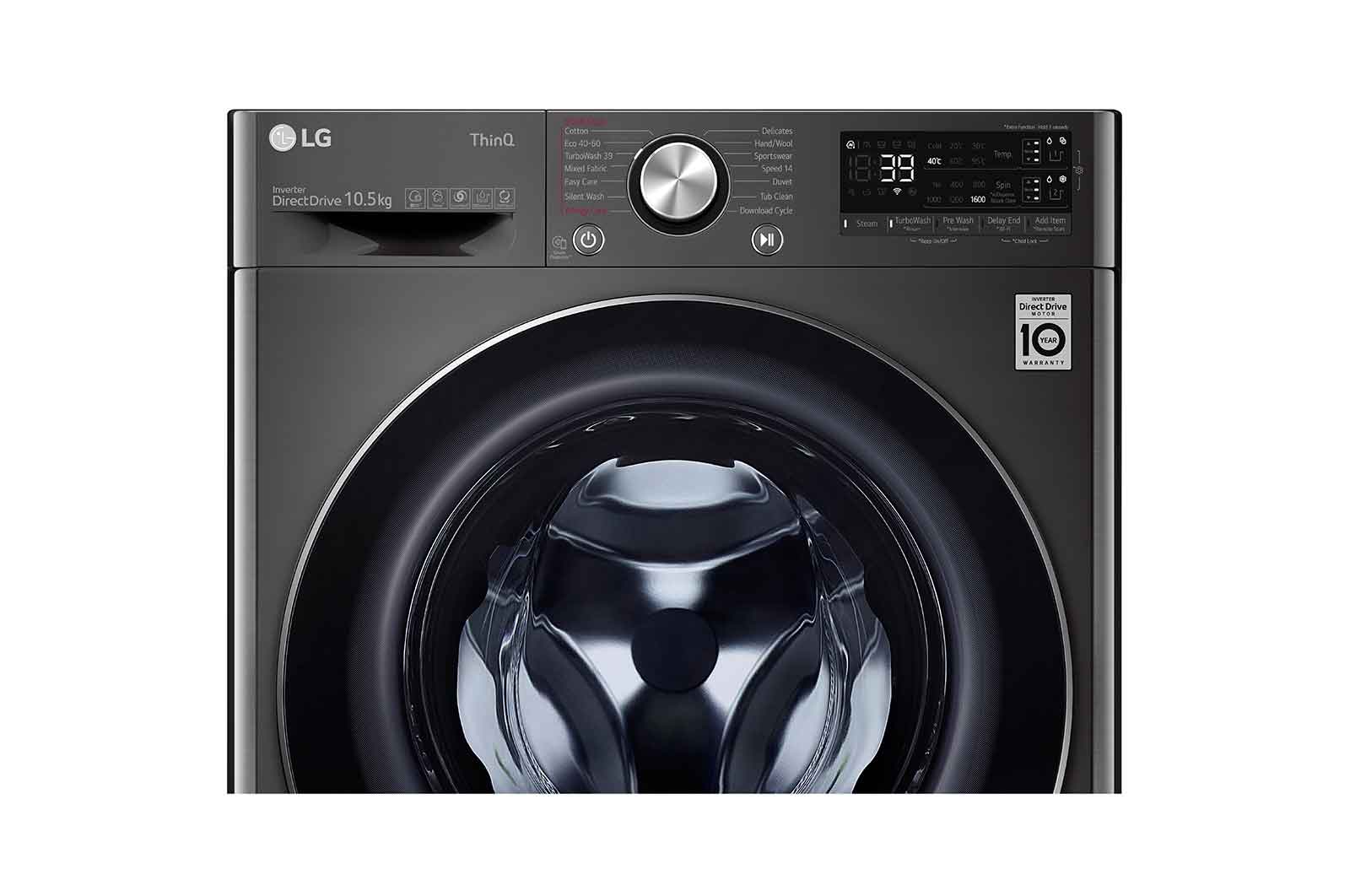 LG 10.5kg Washing Machine Black Steel AI DD™, F6V910BTSA