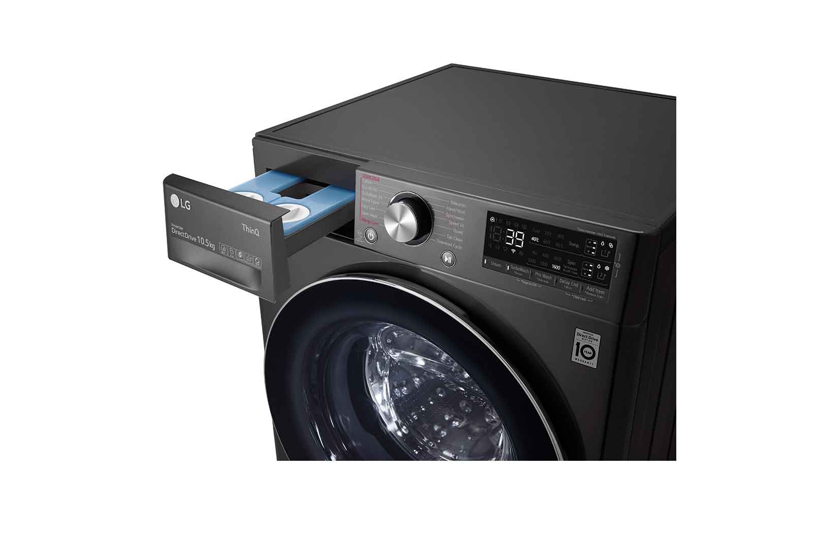 LG 10.5kg Washing Machine Black Steel AI DD™, F6V910BTSA