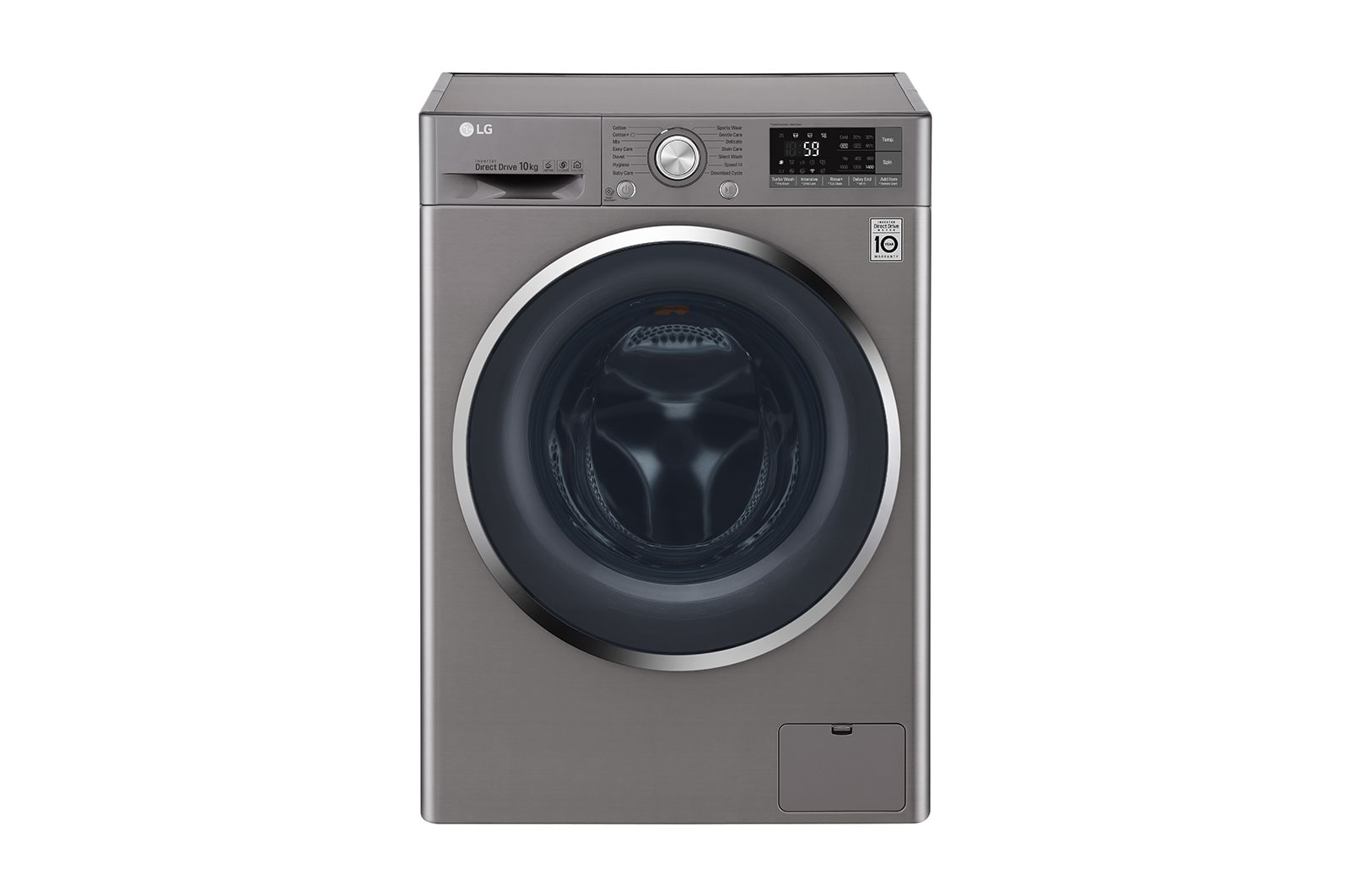 Front view of LG Direct Drive FH4U2JCN8 Smart 10Kg Washing Machine - Graphite FH4U2JCN8