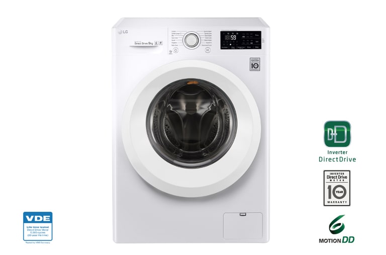 Front view of 9kg 6 Motion DD Washing Machine with TurboWash™ FH4U2VFN3