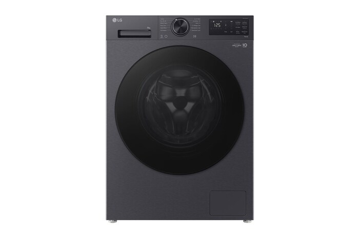 Front view of 9kg Front Loading Washing Machine Black- Energy Saving, AI DD, Auto Dispense (F2X50S9TBB)