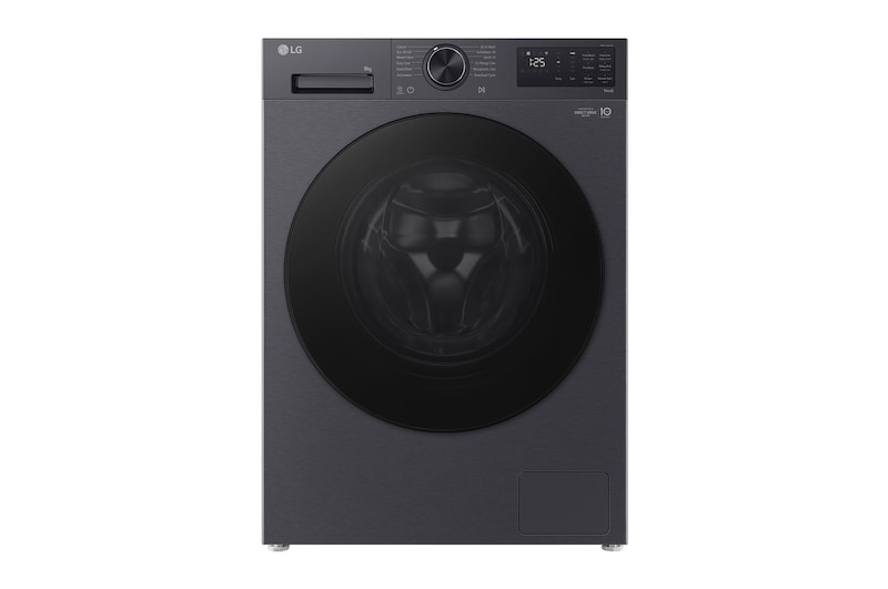 Front view of 9kg Front Loading Washing Machine Black- Energy Saving, AI DD, Auto Dispense (F2X50S9TBB)
