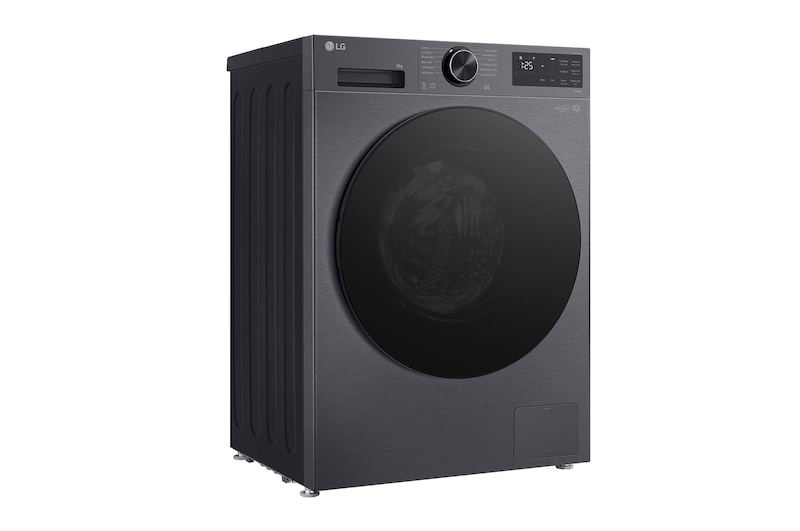 Left perspective view of of LG washer dryer combo