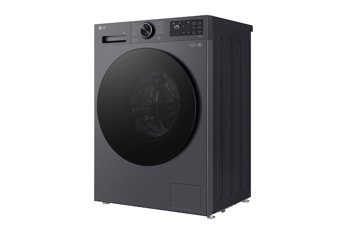 An image showing a washing machine in the living room with an A rating for energy efficiency next to it, consuming 30% less electricity