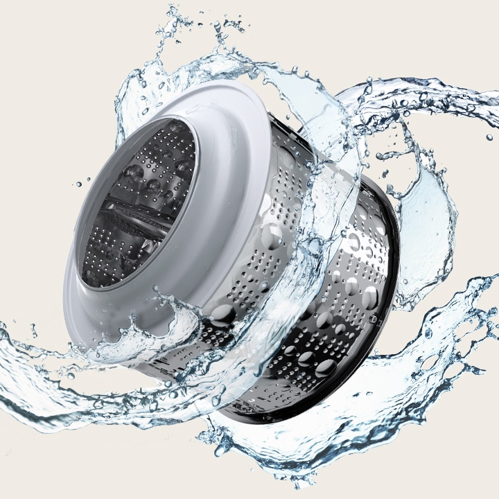 An image of water swirling around the tub, emphasizing cleanliness