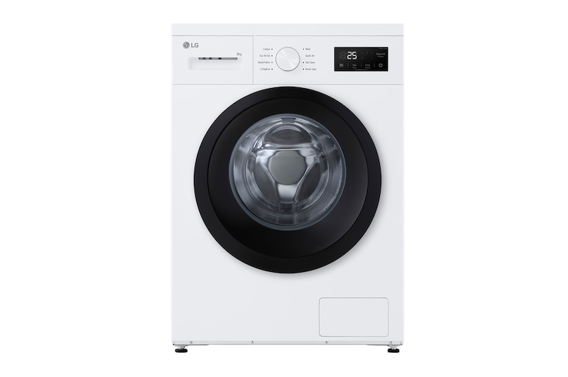 Front view of 10kg Front Load Washing Machine White - Hygiene Care, Quick 30, Tub Clean {F4Z1VYC6W}