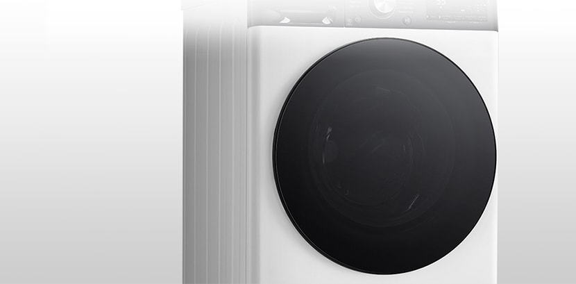 The image of the washing machine with the Tempered Glass Door clearly visible.