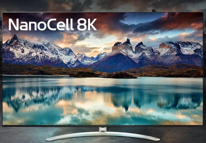 An LG NanoCell 8K TV displays a high-quality picture.
