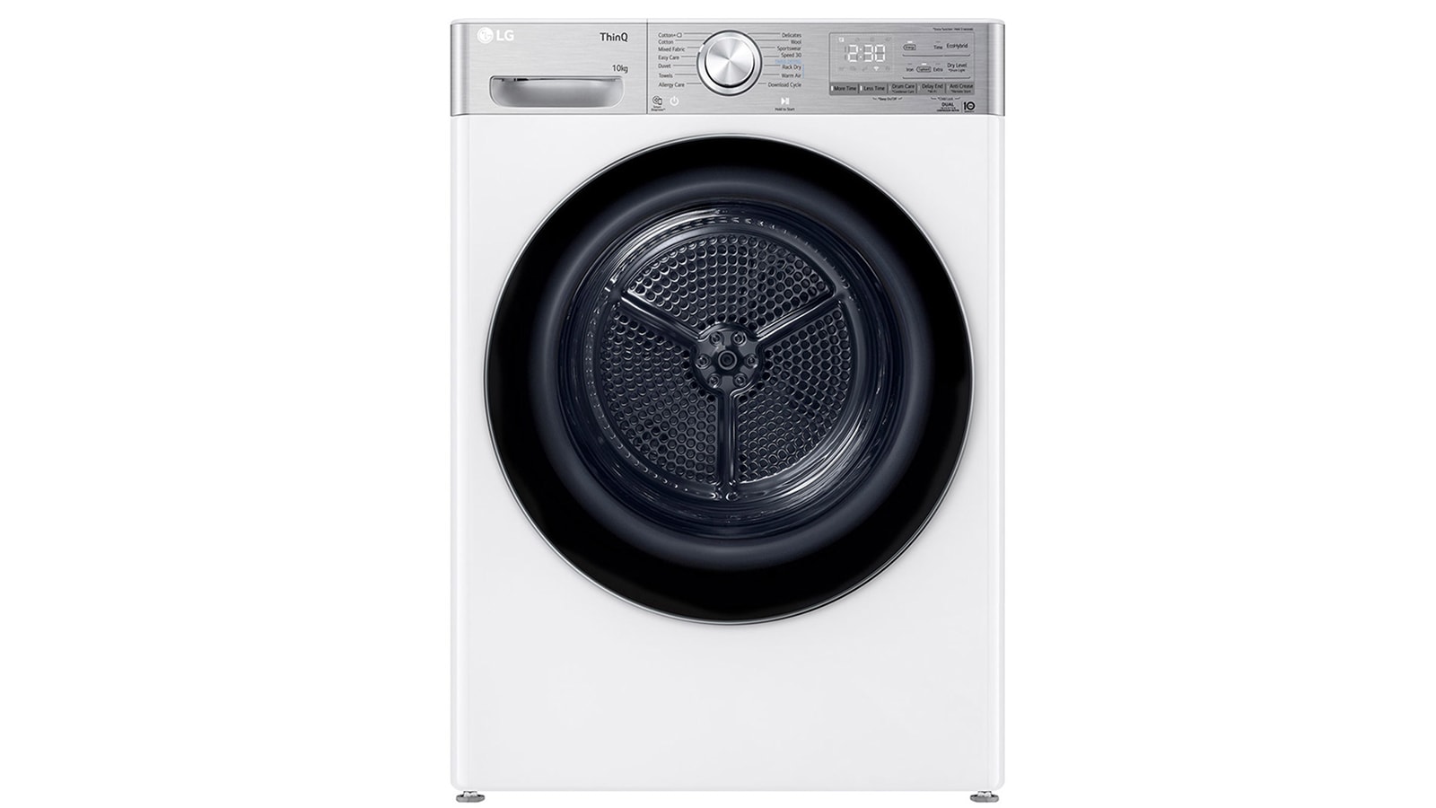 Image of front view of white lg heatpump dryer