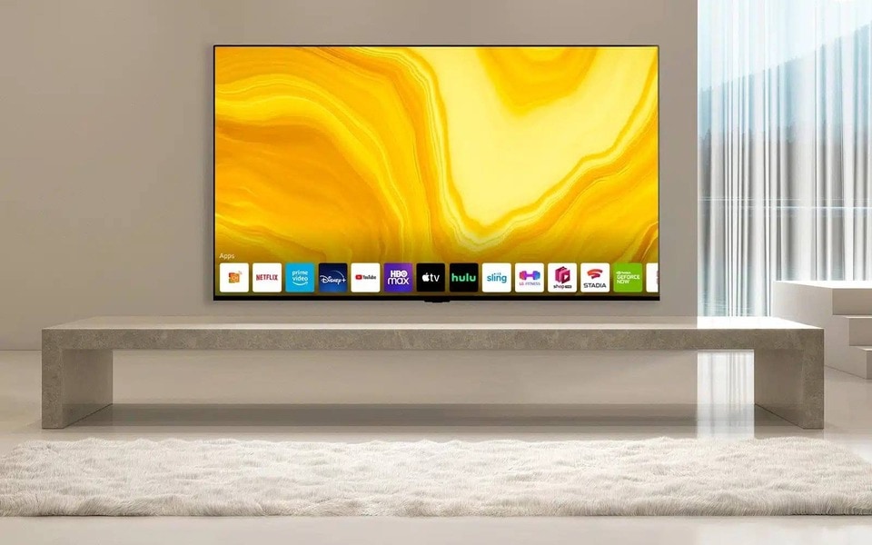 Se muestra un TV con algunas aplicaciones de entretenimiento