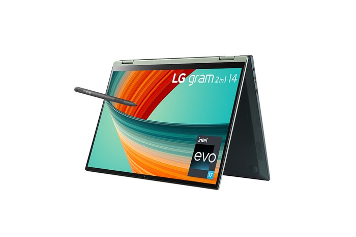 LG gram 2in1 14" laptop | ultra-lightweight with 16:10 anti-glare display and Intel® Evo 13th Gen. Processor - Sage Green, 14T90R-K.AA77A1