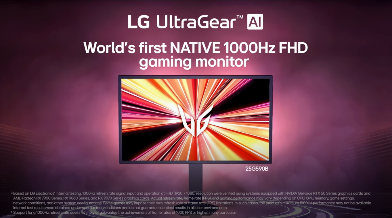 See faster. Aim sharper with native 1000Hz FHD UltraGear 25G59B Monitor