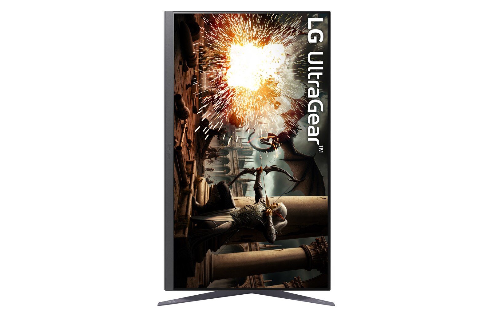front view with the display pivoting 90 degrees in a portrait view