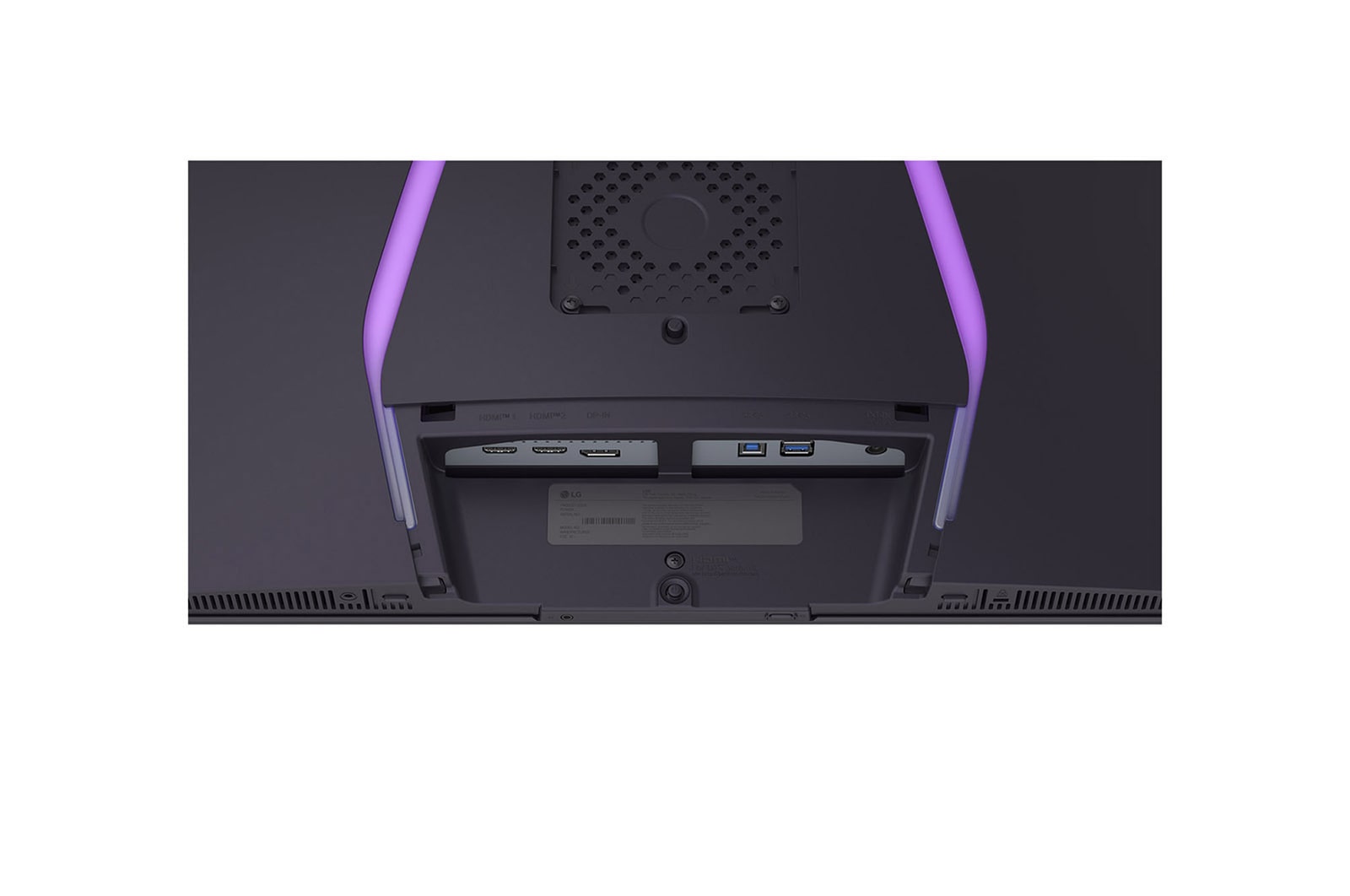 side view of the monitor moving downwards for height adjustment