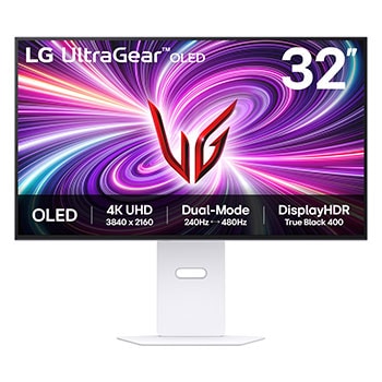 Front view of 32" UltraGear™ Dual-Mode OLED gaming monitor (32GS95UV-W)