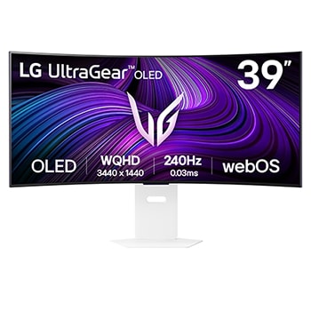 Front view of 39&quot; LG UltraGear™ OLED Gaming Monitor, 240Hz Refresh Rate, WQHD Resolution, webOS, White (39GX90SA)
