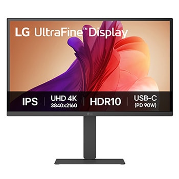Front view of 27"" LG UltraFine™ Monitor, 4K UHD IPS display, USB Type-C™ (90W Power Delivery), Black. (27U730A)