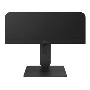 Close-up of LG UltraFine monitor stand showing stable and minimal structure