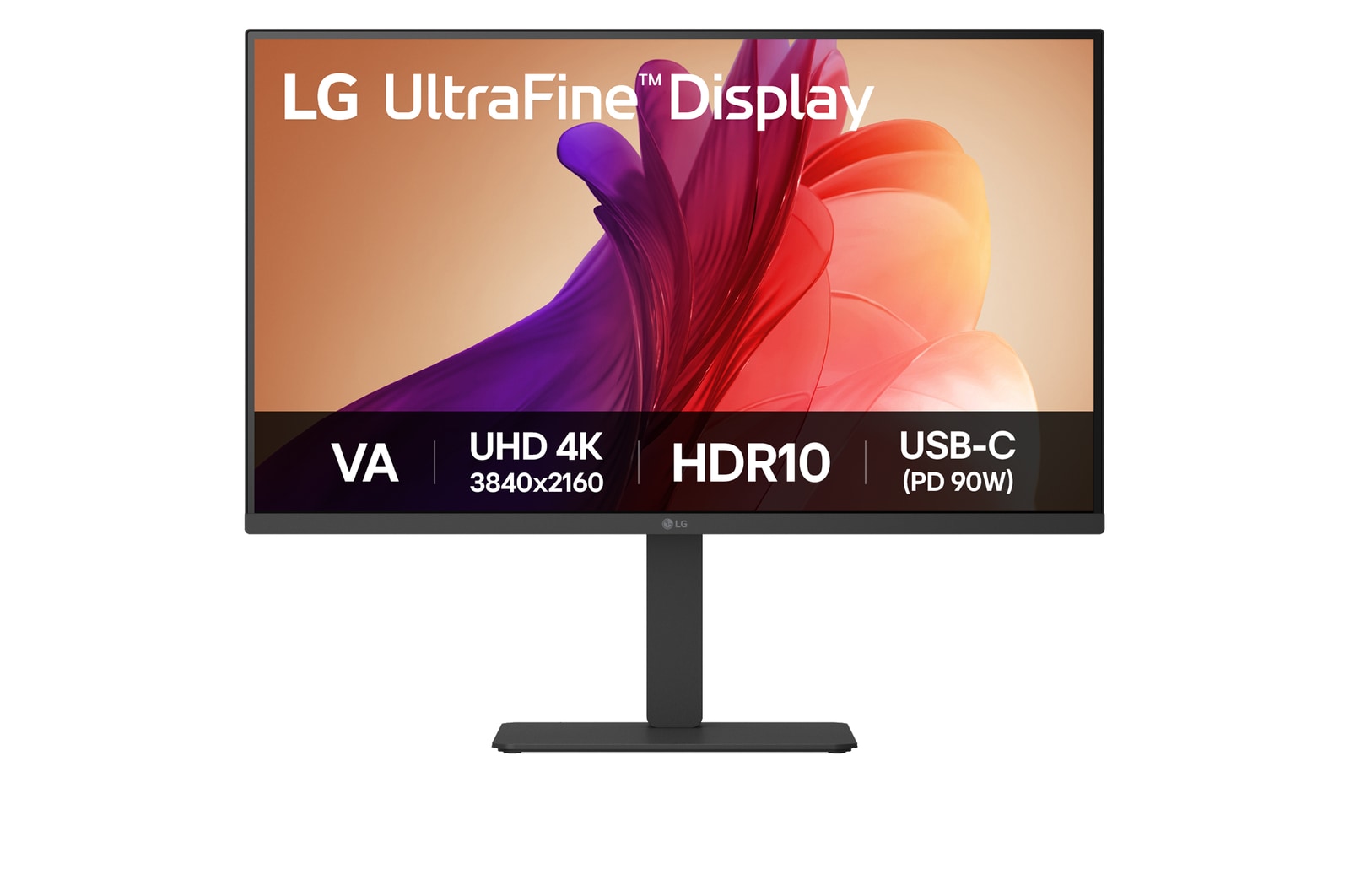 "Front view of 32"" LG UltraFine™ Monitor 4K UHD VA display, USB Type-C™ (90W Power Delivery), Black. (32U720A)"