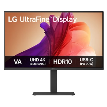 "Front view of 32"" LG UltraFine™ Monitor 4K UHD VA display, USB Type-C™ (90W Power Delivery), Black. (32U720A)"