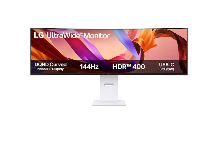 Front view of 49" LG UltraWide™ Monitor, Dual QHD Curved Screen, 144Hz, 400nits (Typ.) Brightness, Black - 49U950A-W