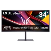 34" LG UltraGear™ G6 Gaming Monitor, 1ms (GtG), DisplayHDR™ 400, Clutter-free L-Stand, Black